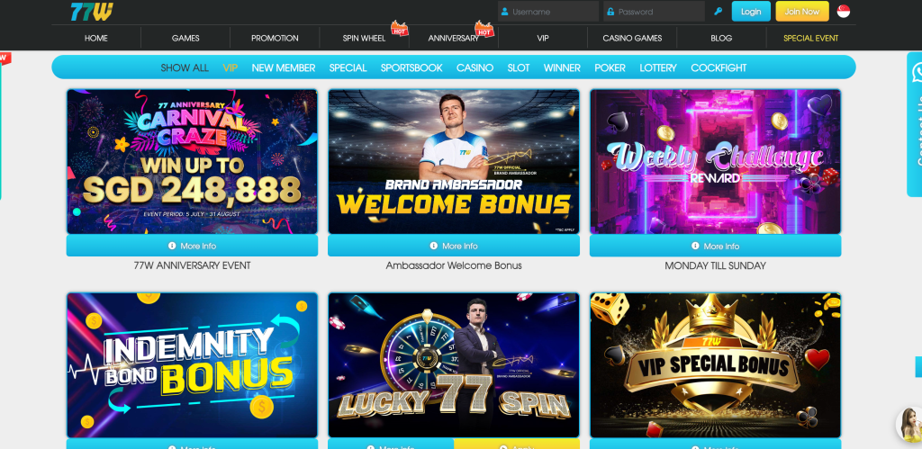 77Bet Online Casino Bonuses
